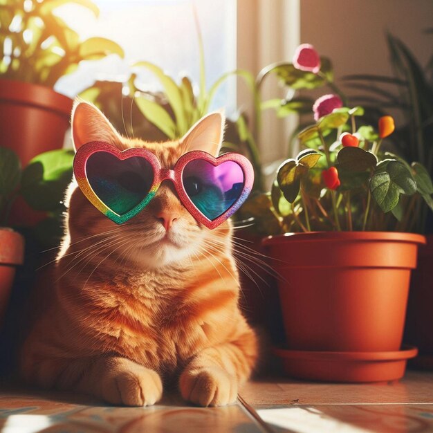 Un chat portant des lunettes de soleil