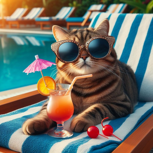 Un chat portant des lunettes de soleil