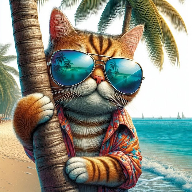 Un chat portant des lunettes de soleil