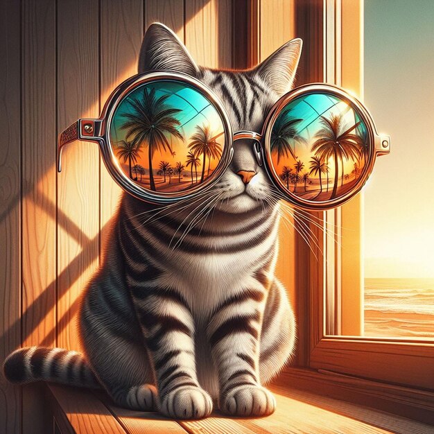 Un chat portant des lunettes de soleil