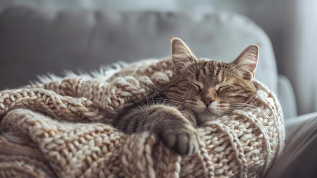 Photo un chat qui dort de près.