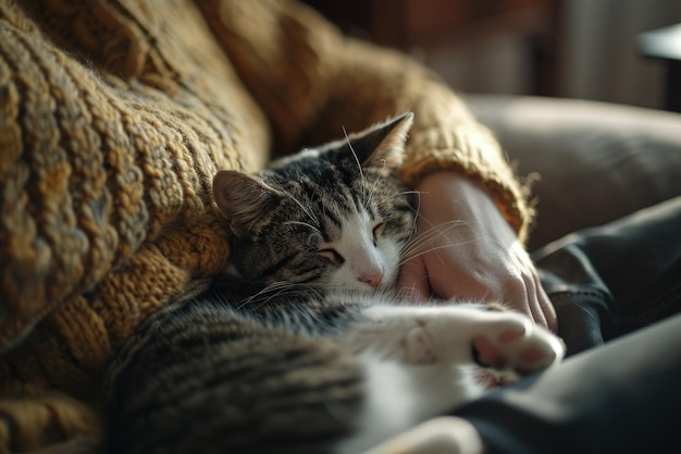 Un chat qui est allongé sur un canapé