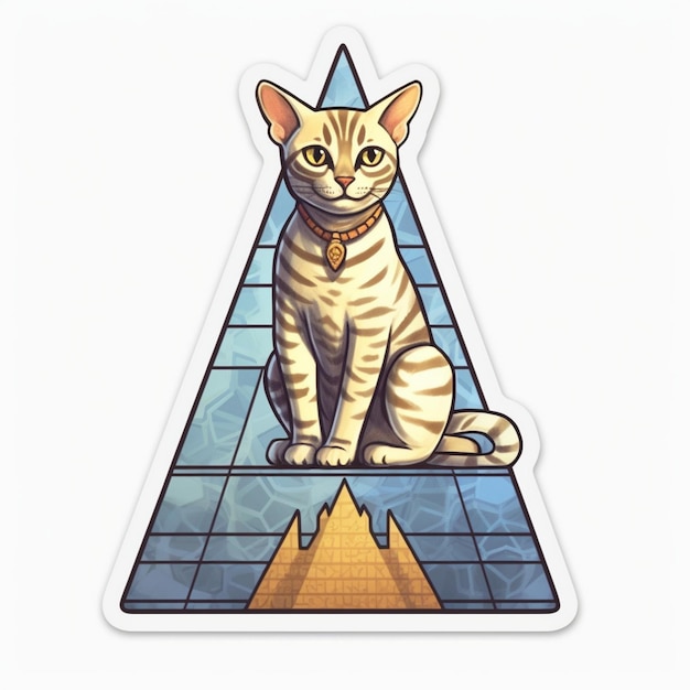 un chat qui est sur une pyramide qui dit " chat ".