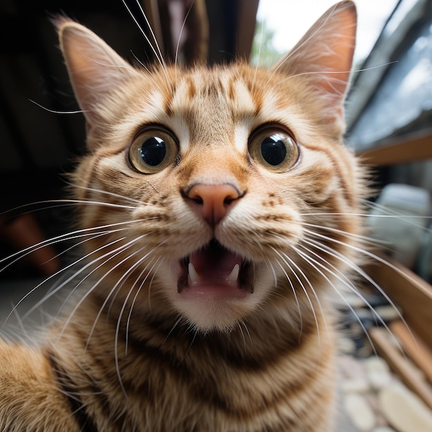 un chat qui prend un selfie