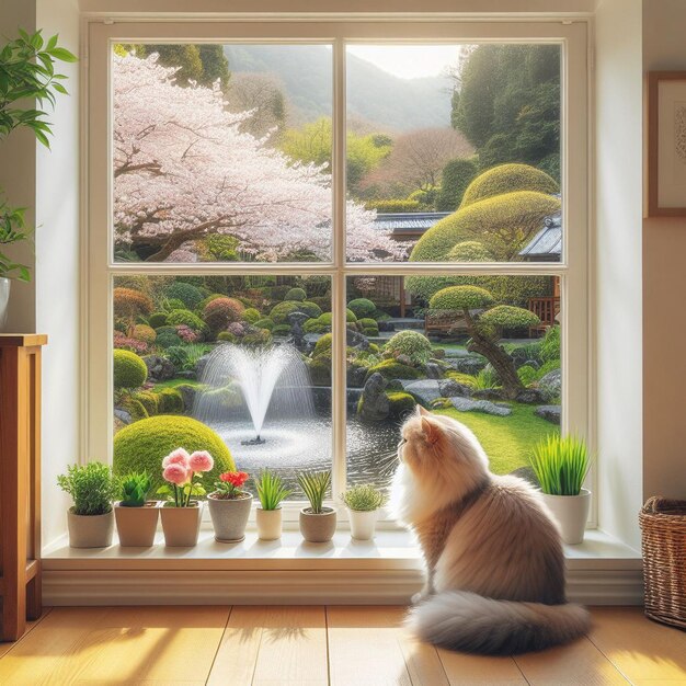 Un chat qui regarde dehors