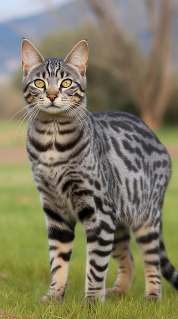 Photo un chat qui se tient dans l'herbe