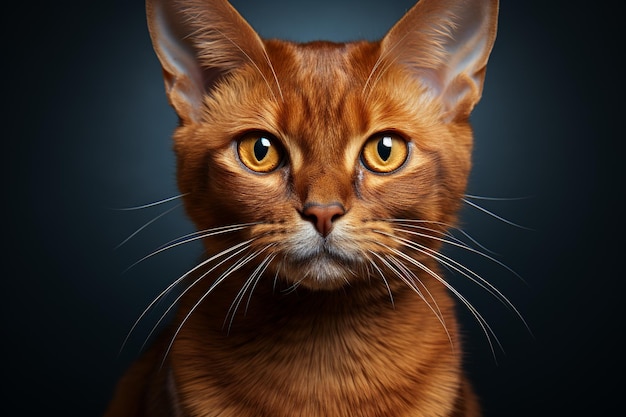 Un chat de race abyssinienne sur un fond sombre