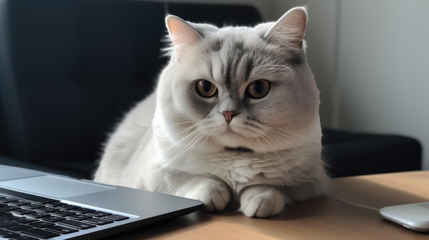 Chat regardant dans un ordinateur portable