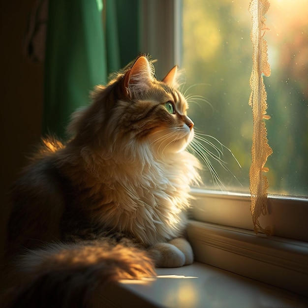 Un chat regardant par la fenêtre
