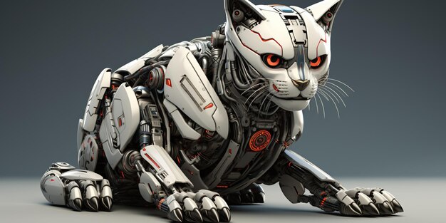 Un chat robot sur un fond clair