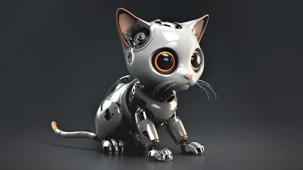 Un chat robot sur un fond sombre