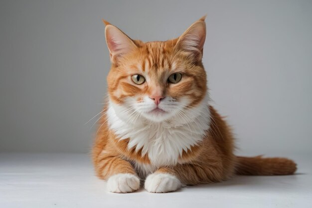 Le chat rouge ou blanc sur le studio blanc