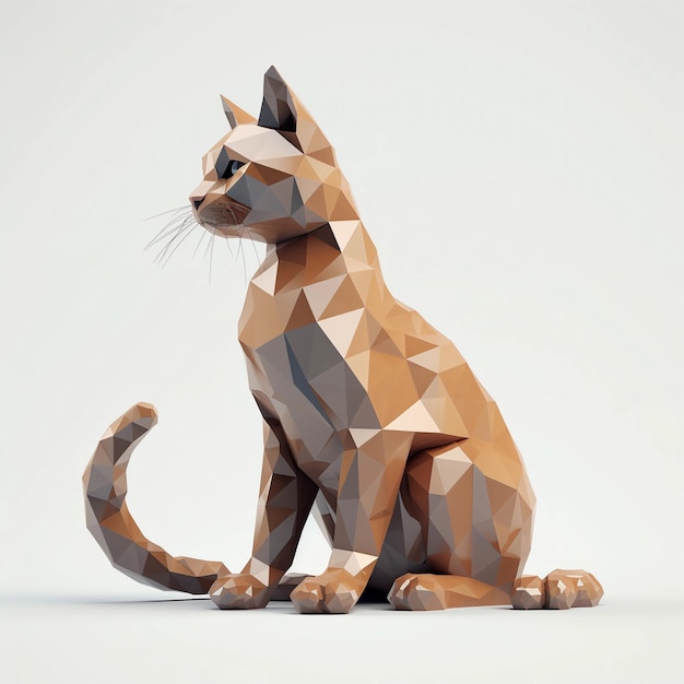 chat roux low poly art généré par IA