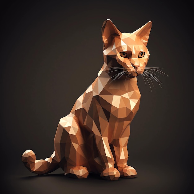 Chat roux low poly art