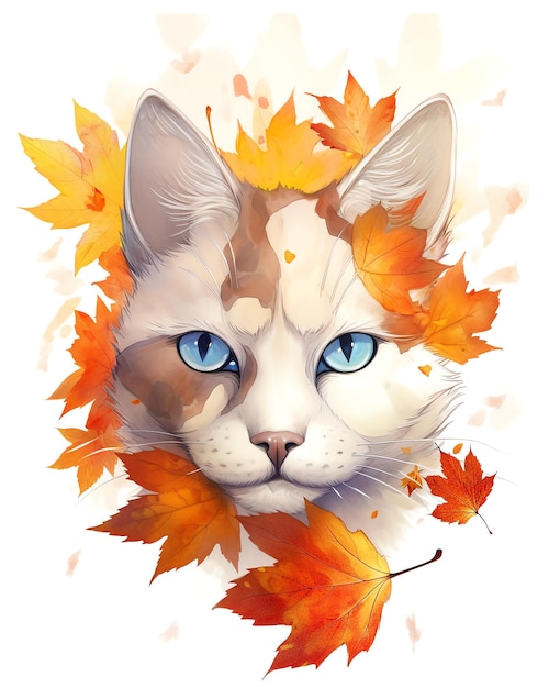 Chat siamois Portrait aquarelle clipart peinture