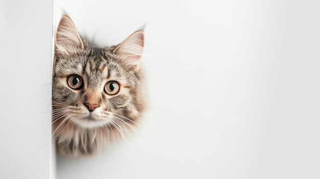 Le chat sibérien regarde au coin de la rue.