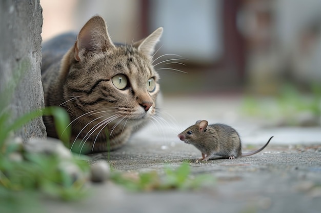 Photo le chat et la souris dans la rue