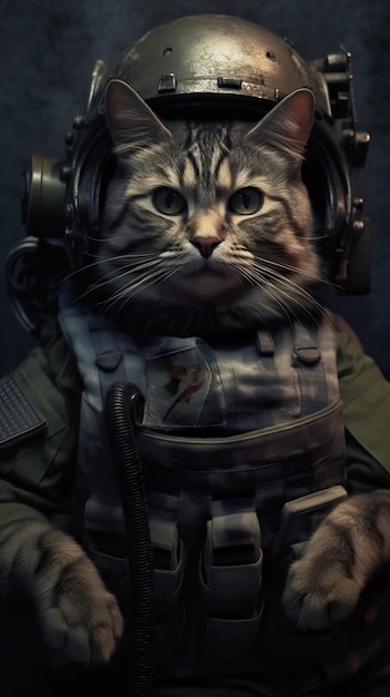 Un chat en tenue de soldat avec du vernis