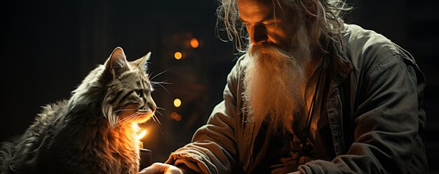 Photo un chat thérapeutique réconforte un papier peint affligé