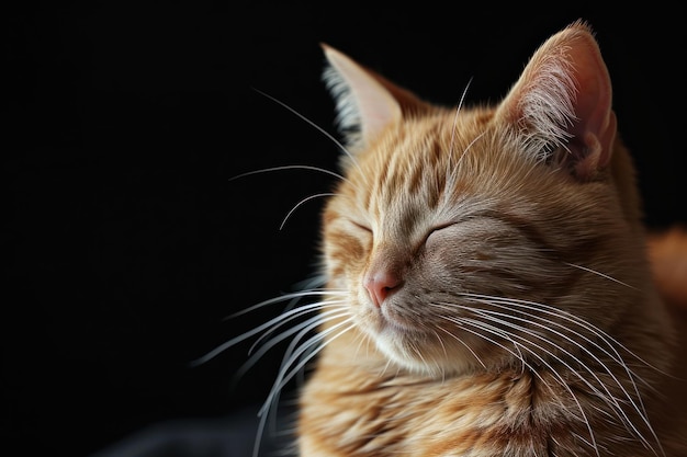 Un chat avec les yeux fermés en gros plan