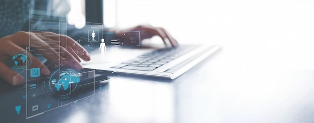 Chatbot concept d'intelligence artificielle application numérique de service à la clientèle homme utilise l'ordinateur mobile