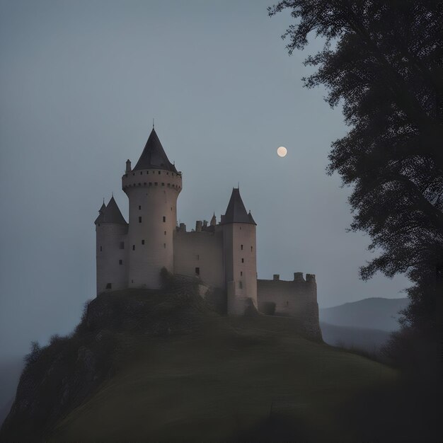 Photo château sur une colline