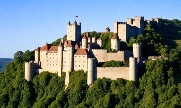 Photo un château avec un drapeau au sommet