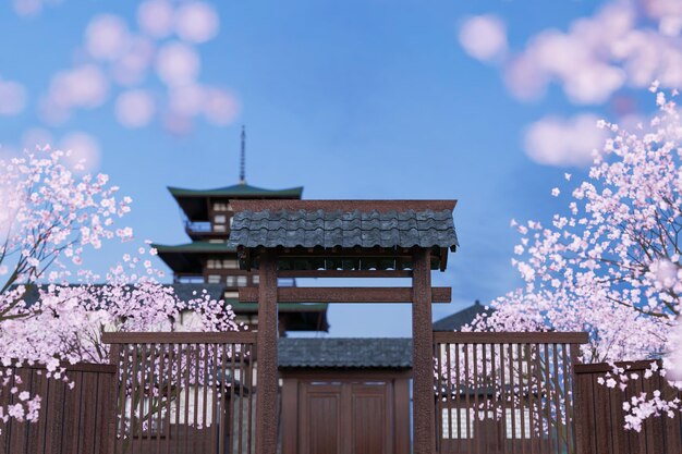Château du japon et fleur de cerisier au printemps saisons de sakura architecture du japon ou de la corée