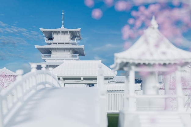 Château du japon et fleur de cerisier au printemps saisons de sakura architecture du japon ou de la corée