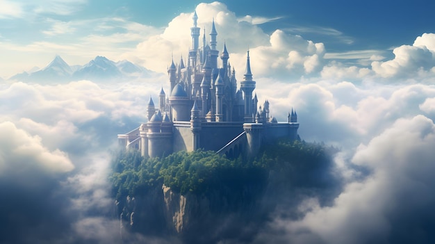 Château fantastique dans les nuages