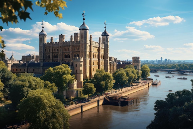 Château historique de la tour de Londres avec IA générative du joyau de la couronne