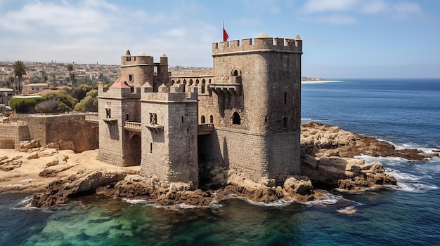 Château de la mer des croisés Sidon Saida Liban du Sud Moyen-Orient illustration du livre d'histoire universelle