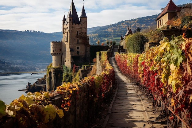 château sur la montagne avec une belle vue