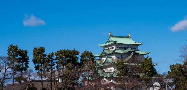 Château de Nagoya et toits de la ville au Japon