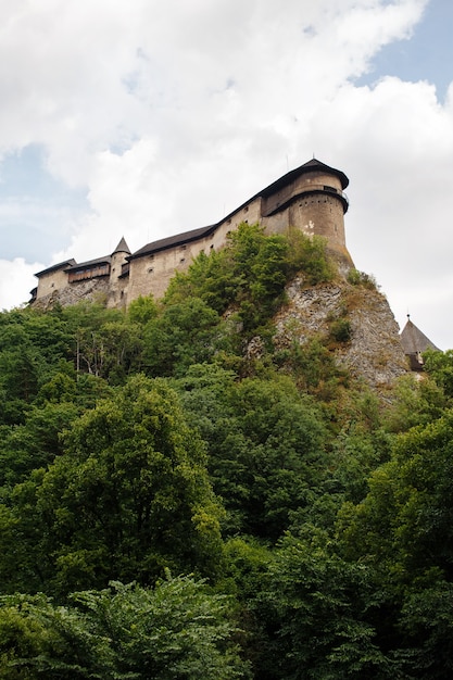 Château d'Orava sur un rocher dans le village d'Oravsky Podzamok en Slovaquie