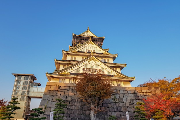 Le château d&#39;Osaka en automne au Japon