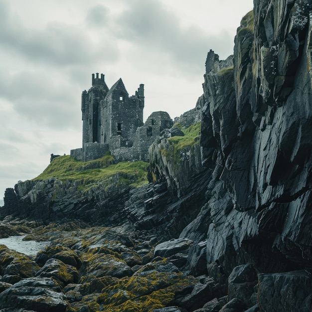 Un château de pierre sur une falaise rocheuse