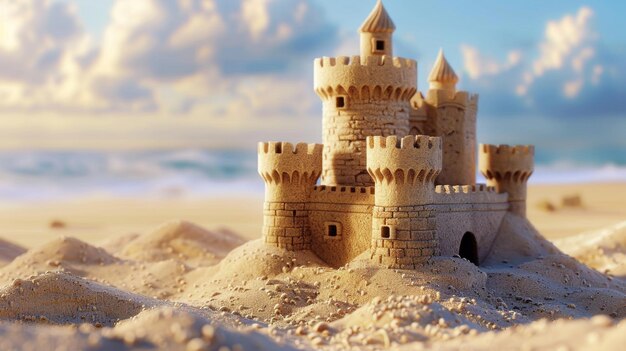 Un château de sable sur une plage ensoleillée