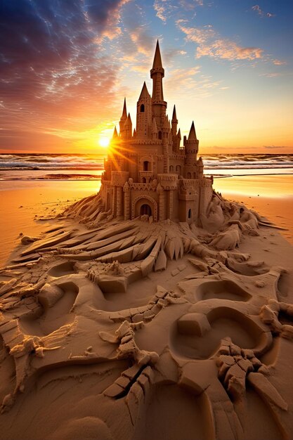 Un château de sable sur une plage