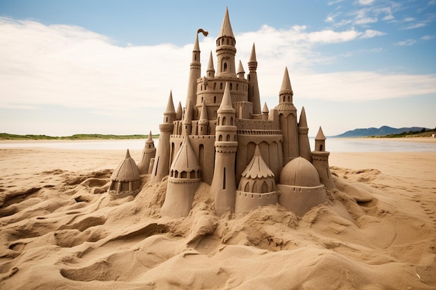 Photo un château de sable sur la plage