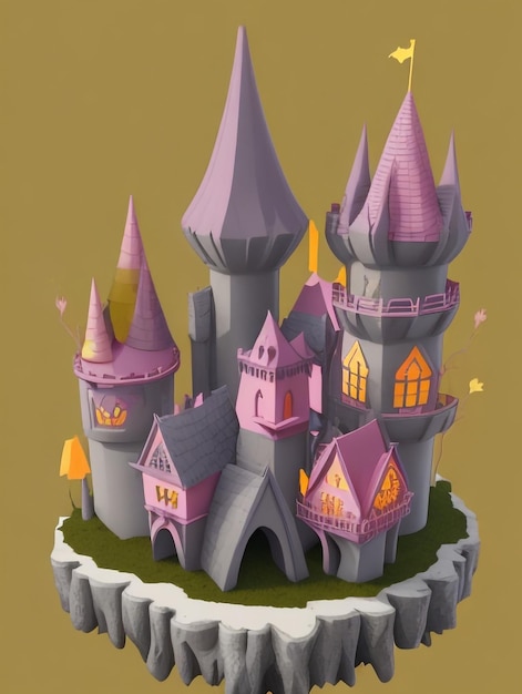 Château de sorcière de style dessin animé d'Halloween enchanté dans une ambiance effrayante