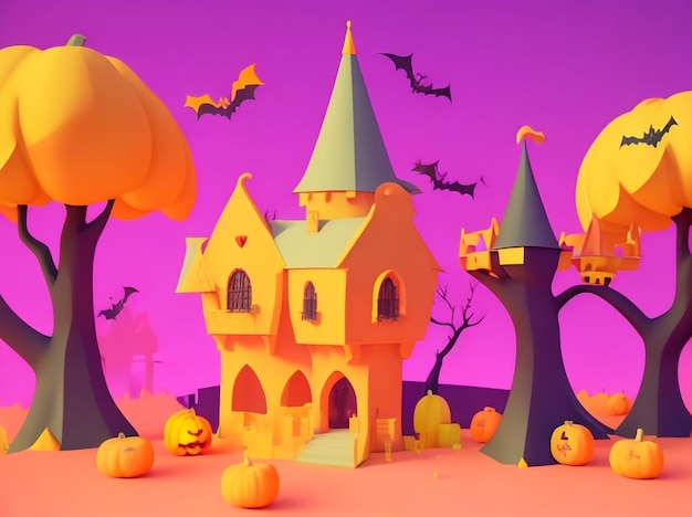 Château de sorcière de style Halloween dans une ambiance effrayante