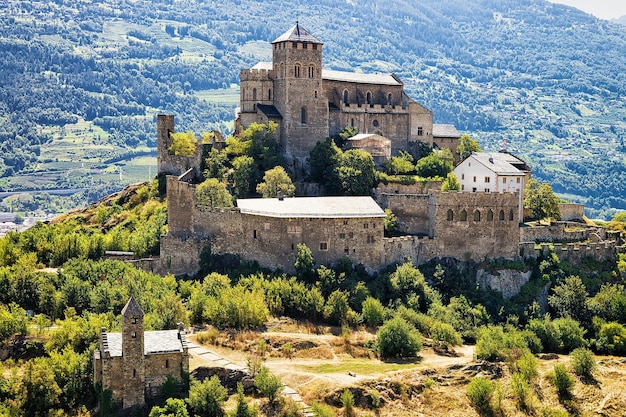 Château de Valère sur la colline de Sion, Canton du Valais, Suisse.