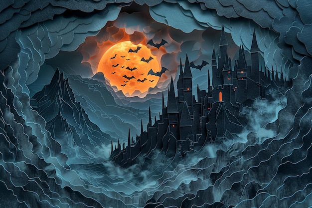 Le château des vampires au clair de lune, le mystère et le danger.