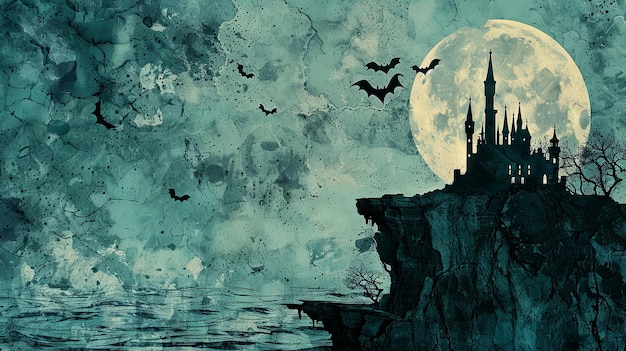 Le château des vampires au clair de lune, le mystère et le danger.
