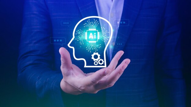 ChatGPT Chat avec l'IA ou l'intelligence artificielle en utilisant l'icône d'IA tactile sur l'écran virtuel application de robot chatbot numérique OpenAI génère un concept de technologie futuriste