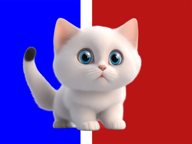 Un chaton en 3D sur un fond Disney Pixar