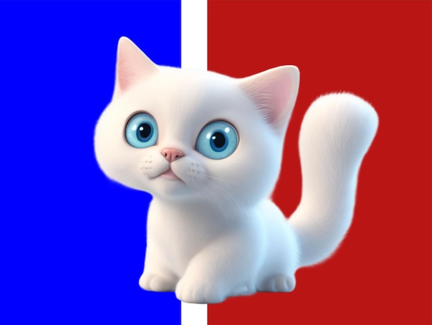 Un chaton en 3D sur un fond Disney Pixar