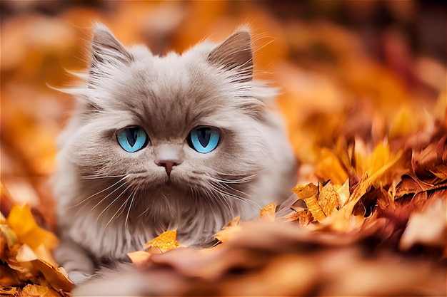 Chaton à l'automne