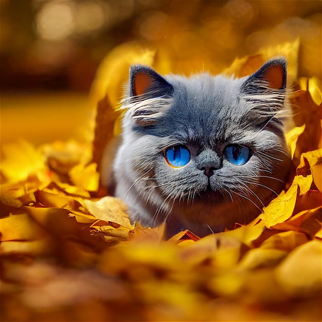 Chaton à l'automne